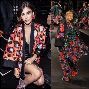 100% Silk Kenzo Black Floral Quilted Bomber Jacket (MSRP $799)